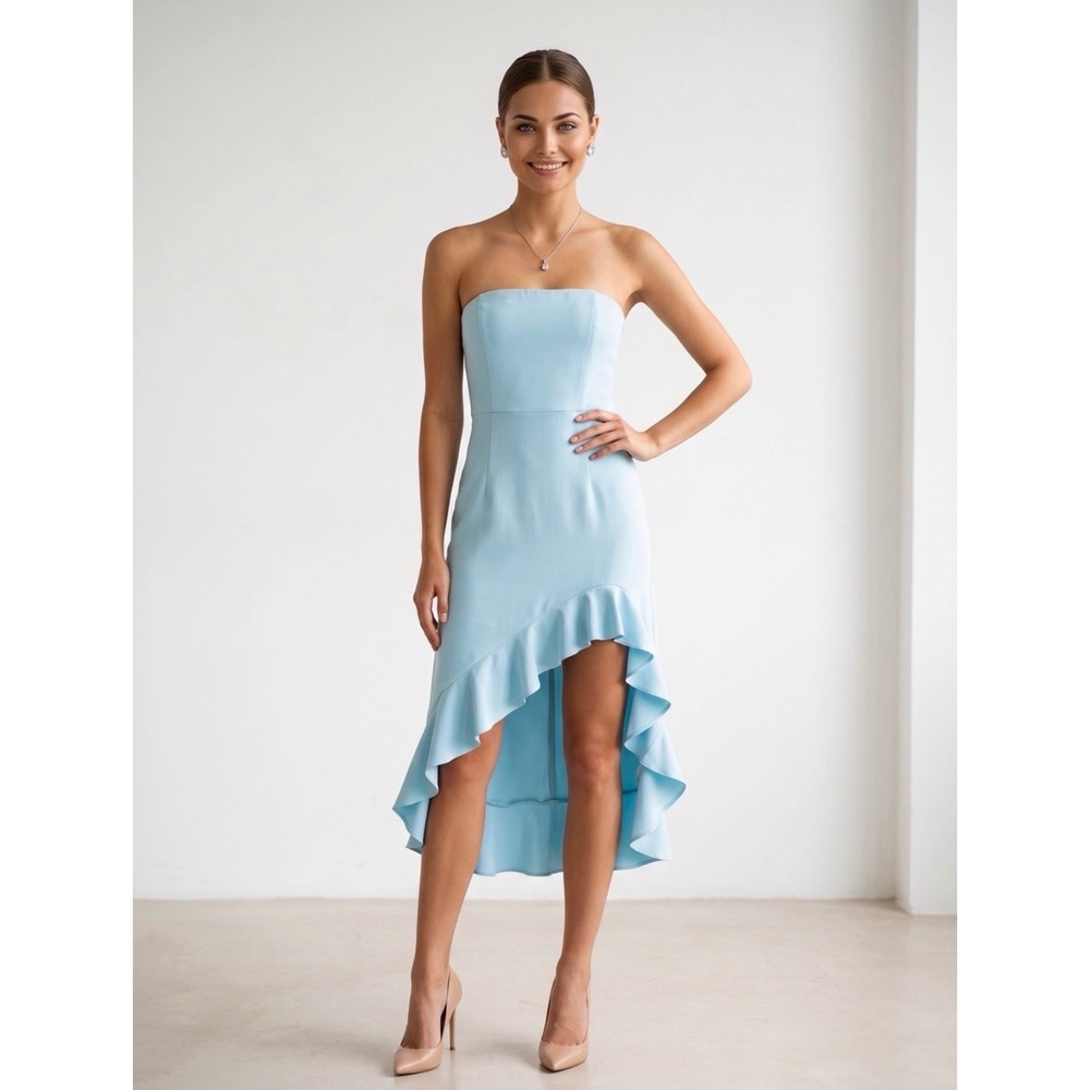 Amanda Uprichard Mally Strapless Dress In Baby Blue Size Small